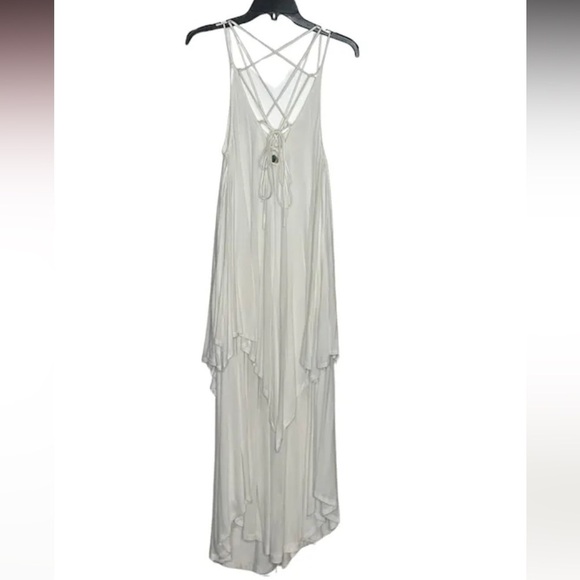 Free people beach white criss cross star fall maxi dress Xs 149$ whismy formal - Picture 5 of 6